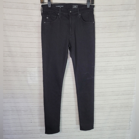Ag ADRIANO GOLDSCHMIED THE FARRAH HIGH RISE SKINNY ANKLE JEANS IN BLACK, SZ 26 - Picture 1 of 15